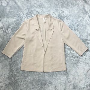 Frenchi Lightweight Tan Open Blazer with 3/4 Sleeves